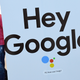 A sign for the Google Assistant is displayed during CES 2018 at the Sands Expo and Convention Center on Jan. 9, 2018 in Las Vegas, Nevada.